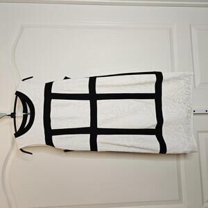 Elegant Black and White Sleeveless Dress by Moginn